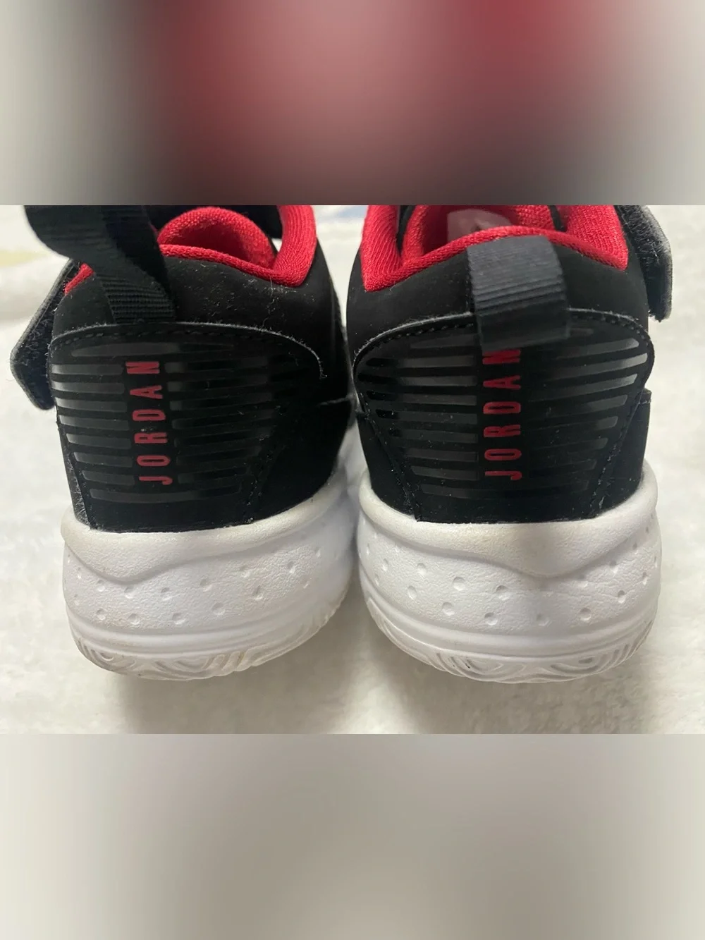 Jordan Kids Black and Red High-Top Sneakers